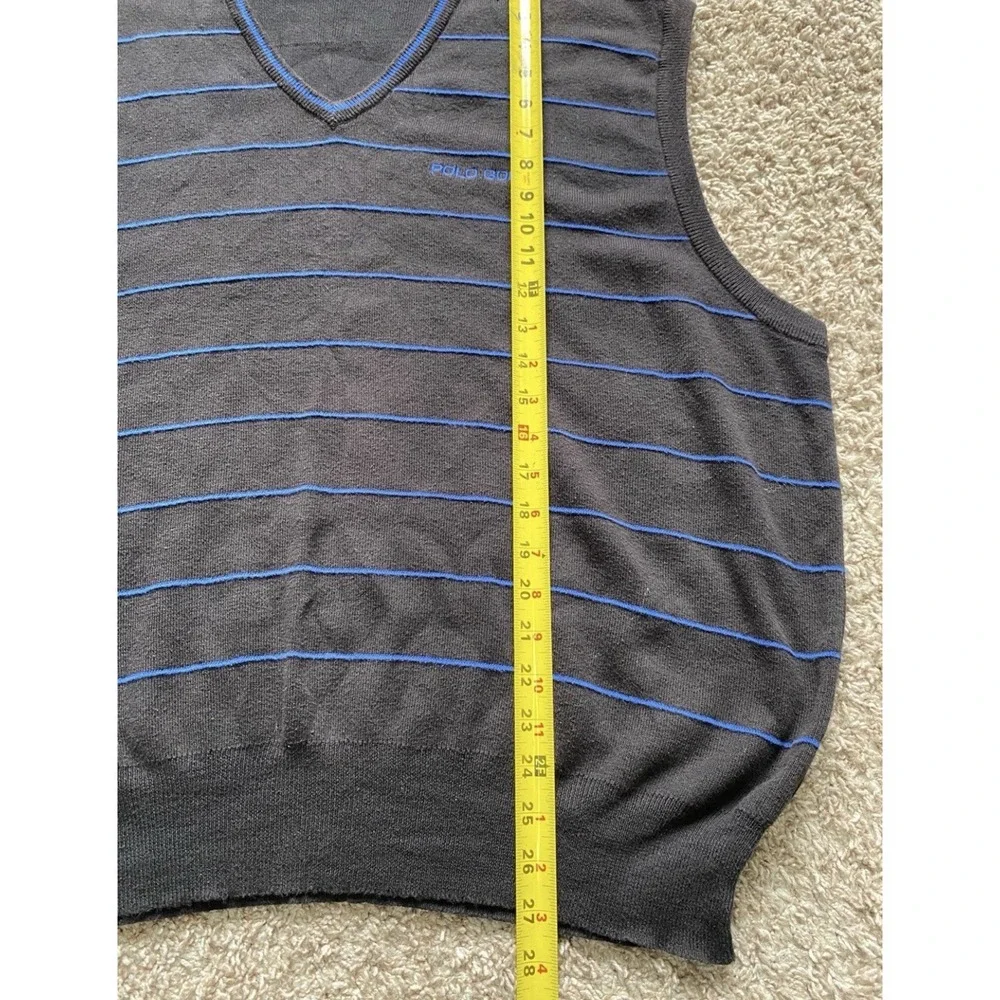Vintage Ralph Lauren Polo‎ Golf Sweater Vest Black Royal Blue Men's Size 2XL